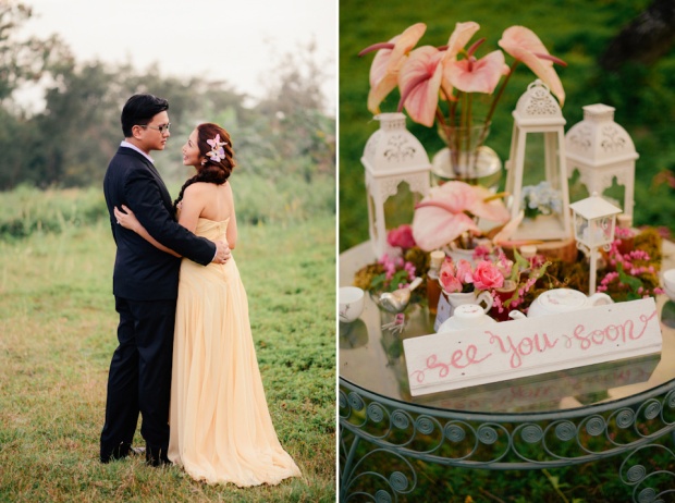 cuckoo cloud concepts david and jaja enchanted engagement session wooden swing lush greens pink flowers-40