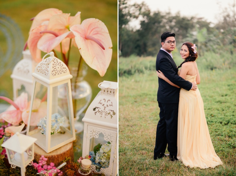 cuckoo cloud concepts david and jaja enchanted engagement session wooden swing lush greens pink flowers-43
