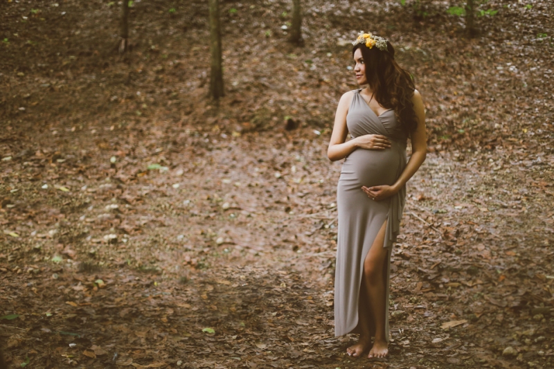 Cuckoo Cloud Concepts Kimberly Burden Gothong Maternity Session Forest Enchanted Neutrals Yellow Floral Crown -10