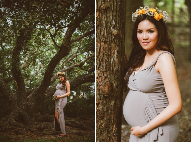 Cuckoo Cloud Concepts Kimberly Burden Gothong Maternity Session Forest Enchanted Neutrals Yellow Floral Crown-20